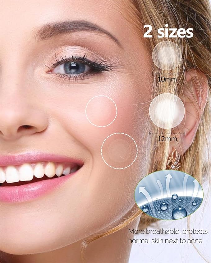 Beviliu Pimple Patches for Face 66 Counts, 2 Sizes Thinner Edge Hydrocolloid Acne Patches, Invisible Zit Patches for Face, Facial Skin Care Products Beauty