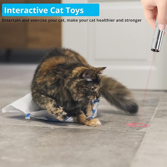 Waputne Cat Toy, USB Rechargeable, 3 Light Modes, 5 Fun Patterns, Indoor | Interactive Chase Toy; Automatic Training & Exercise Fun; Kitten Toy for Indoor Cats & Dogs