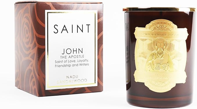 SAINT John the Apostle Scented Candle with Prayer and Prayer Coin | Saint of Love, Loyalty, Friendship and Writers - Soy Coconut Aromatherapy Candle with 80 Hour Burn Time, Special Edition