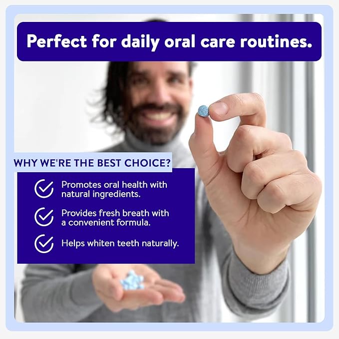 Active Wow Mouthwash Tablets - Chewable Mouth Wash, Breath Freshening Tablets, Fluoride-Free, Alcohol-Free, Vegan, Sugar-Free, Mint Flavor - 1 Pack, 60 Tablets