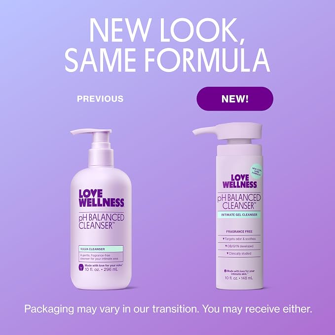Love Wellness pH Balanced Cleanser | Feminine Vulva Wash for Intimate Health & Hygiene | Fragrance-Free, Non-Irritating & pH Matched | With Aloe Vera & Calendula for Sensitive Skin | 10 Fl Oz