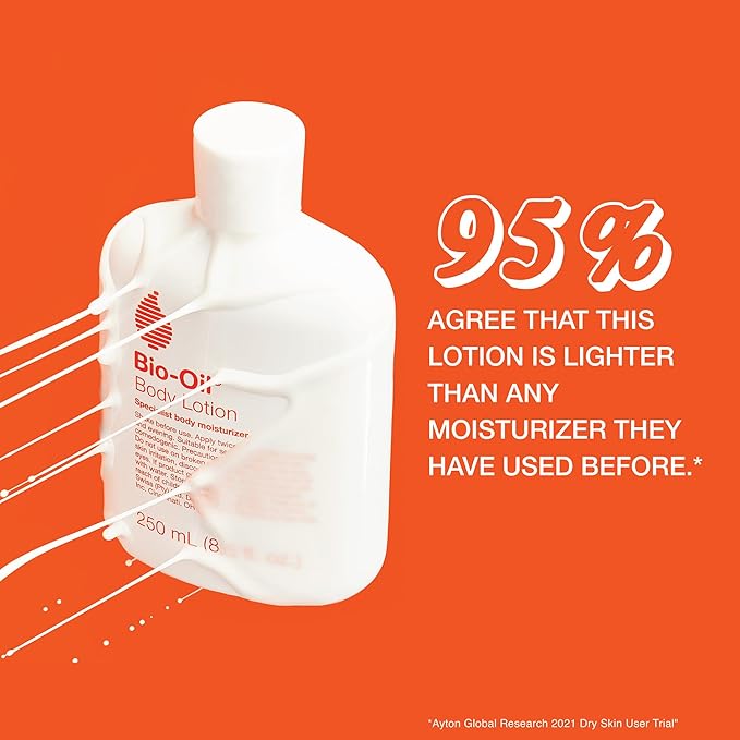 Bio-Oil Moisturizing Body Lotion for Dry Skin, Ultra-Lightweight High-Oil Hydration, with Jojoba, Rosehip, Shea, and Hyaluronic Acid, 8.5 Oz