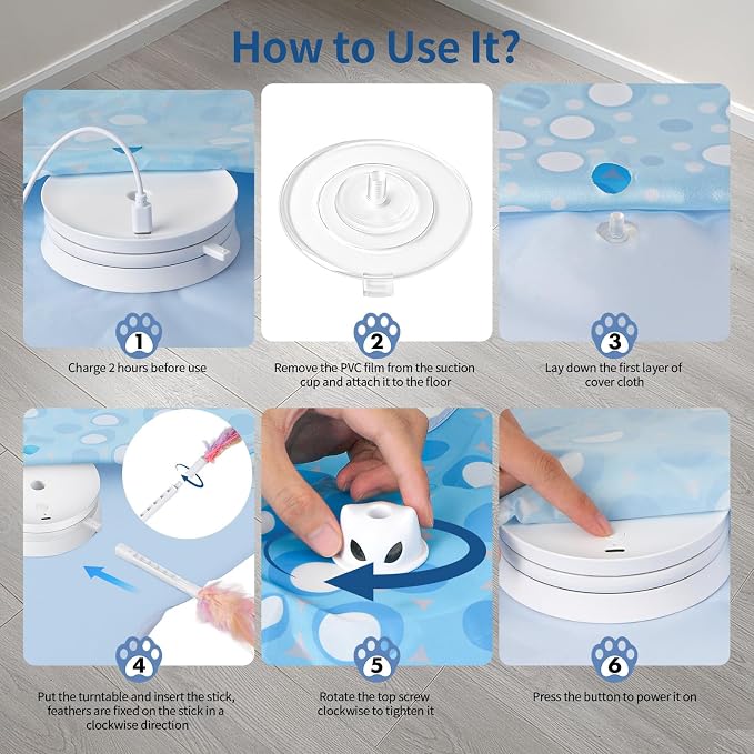 Interactive Cat Toys for Indoor Cats with Moving Concealed Feathers