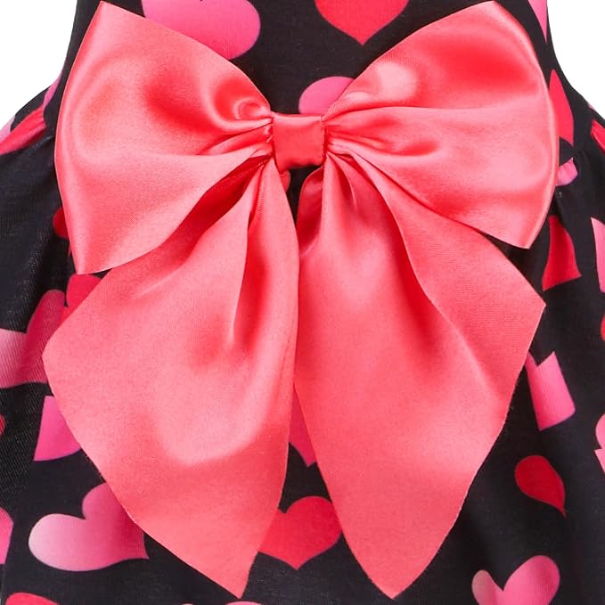 PUPTECK Print Dog Spring Dress Pet Costumes Apparel with Cute Bowtie Puppy Clothes Outfit, Heart, XS