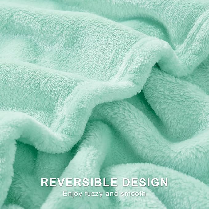 Hansleep King Mint Green Fleece Blanket, Soft Flannel Bed Blanket | Fuzzy Cozy Blanket 90x108 Inches, Multi-use for Bed, Sofa, Couch, Travel, Camping, All Season Warm Lightweight Cover