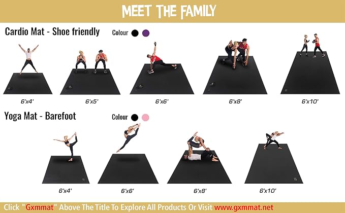 GXMMAT Extra Large Exercise Mat 16'x6'/12'x6'/10'x6'/8'x6'(7mm), Extra Wide Workout Mats for Home Gym Flooring, Non-Slip Thick Durable Cardio Mat for MMA,Plyo,Jump Rope,Weights,Fitness,Shoe-Friendly