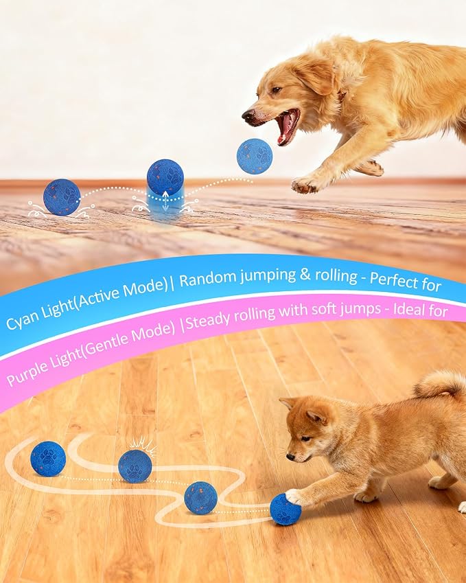 Interactive Dog Ball for Large Dogs, Self Moving Toy with Bouncing & Vibrating, 3.1" Chew-Resistant E-TPU, Indestructible, IPX7 Waterproof, Low Noise, Gift Bag – Perfect for Medium/Large Breed Dogs