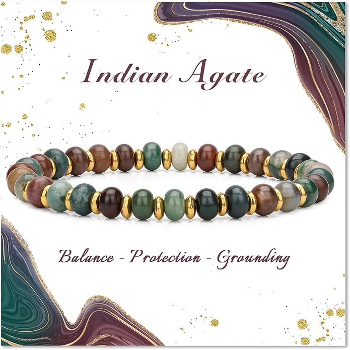 GolbalJew 4 * 6mm Gemstone Rondelle Bead Bracelets for Women Healing Crystal Stone Beads Bracelet Handmade Beaded Spiritual Jewelry Gifts