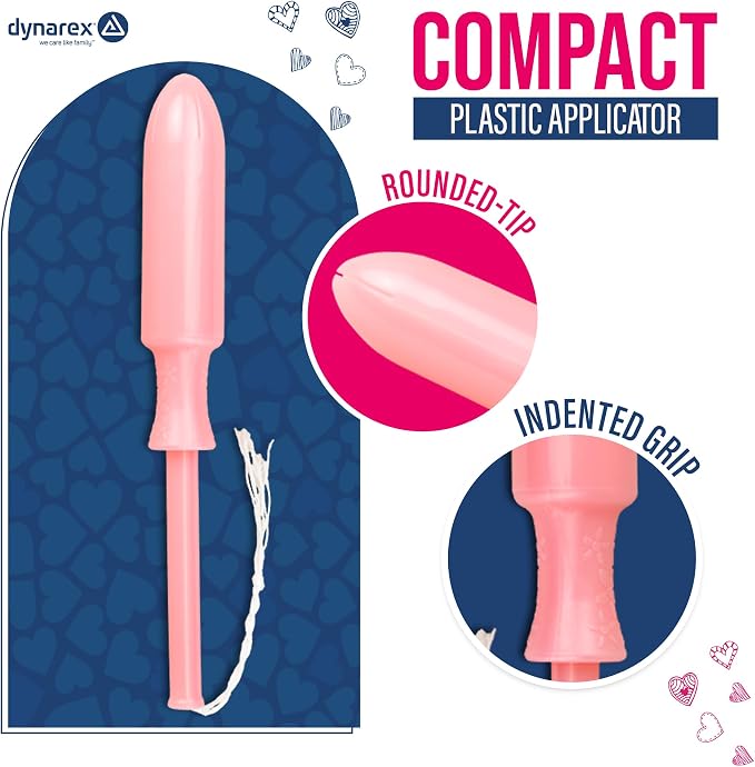 Dynarex Super Tampons – Bulk Feminine Hygiene Product with Plastic Applicator – 7 Hour Protection – 9 Boxes, 225 Total Tampons