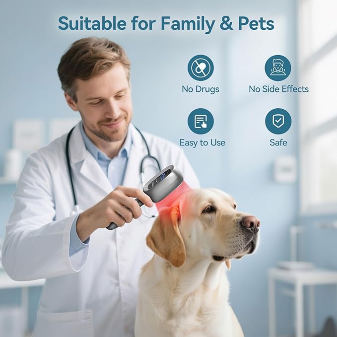 Red & Near Infrared Light Therapy Wand with Stand – Handheld Dual-Wavelength 8×808nm & 30×650nm, Rechargeable Cold Red Light Therapy Device for Home Wellness and Pet Use