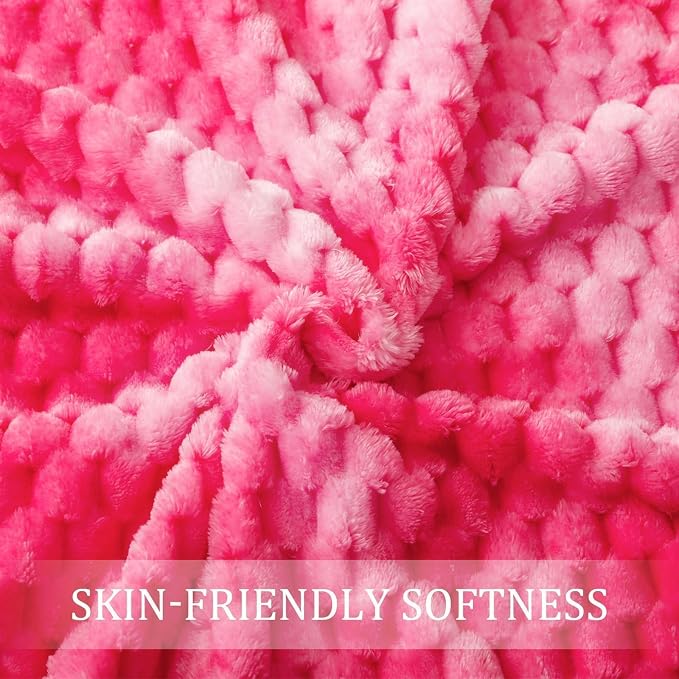 Exclusivo Mezcla 3D Fleece Twin Size Blanket for Bed, Tie-dye Pink | Extra Soft Fuzzy Plush Lightweight Bed Blankets, Cozy Fluffy Decorative Blankets for All Seasons, 60x80 Inches
