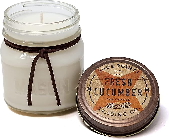 Fresh Cucumber 8 Oz Scented Soy Aromatherapy Candle w/Jar