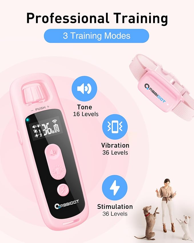 ABBIDOT Shock Collar for Dogs, 3300 FT Dog Training Collar with Remote, IPX7 Waterproof with 4 Training Modes, Rechargeable E-Collar for All Breeds (15-120 lbs) (Light Blue, 1 Collar)
