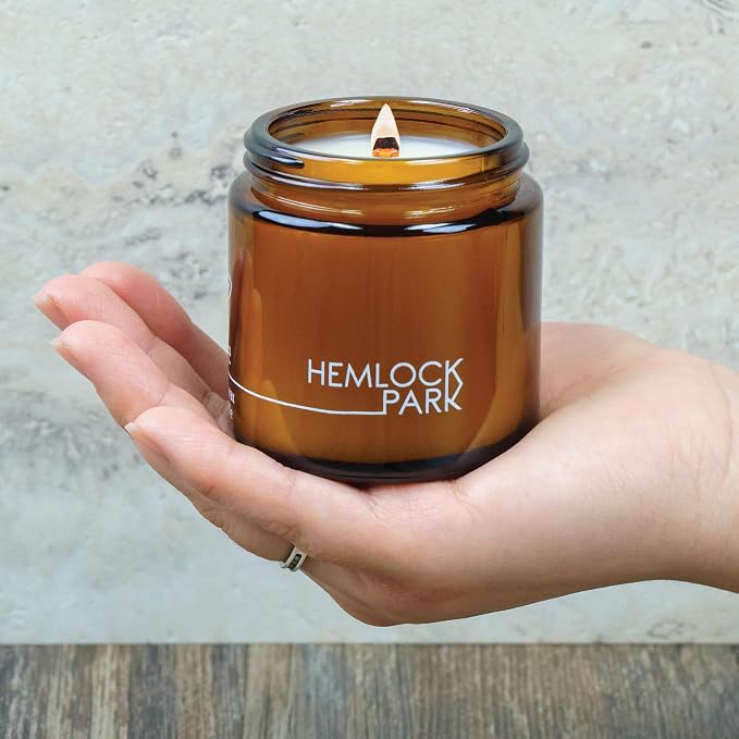 Hemlock Park Bamboo Grapefruit Apothecary Hand-Poured Scented Candle | Crackling Wood Wick, Botanical Fragrance & Coconut Wax | Up to 40 Hour Burn Time | 4 oz