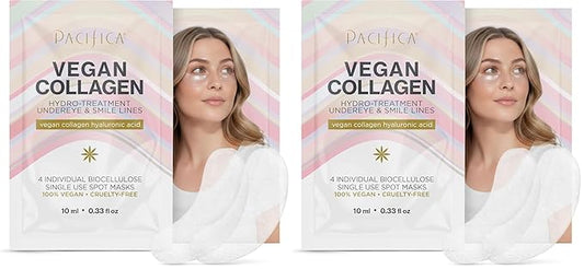 Pacifica Vegan Collagen Undereye & Smile Line Patches – Hydrating Hydro-Treatment Mask for Fine Lines & Wrinkles, Plumping Under Eye & Laugh Line Gel Pads, Unscented, 100% Vegan (2 Patches)