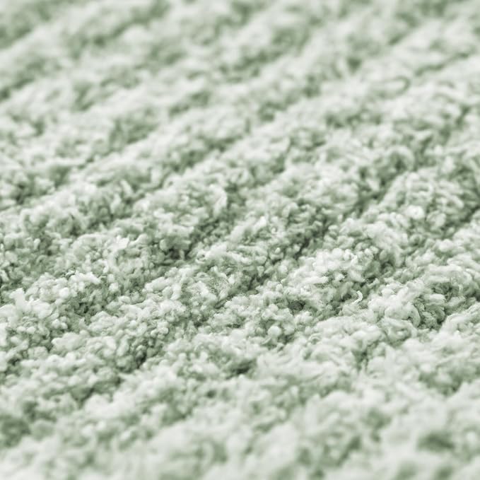 MH MYLUNE HOME Ultra Soft Ribbed Throw Blanket Plush, Green, 50"x60" | Reversible Fleece Throw Blanket, Comfy Fluffy Fuzzy Plush Blanket Throws for Couch Sofa Bed, Cozy Blankets for Women Gift