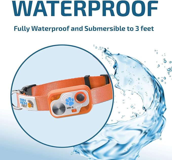 Genuine MS-5® Designer Series Automatic Pet Door Collar Tested & Certified by High Tech Pet for Dogs and Cats - Complies with Power Pet Door Performance Warranty, Waterproof (Orange, Dog)