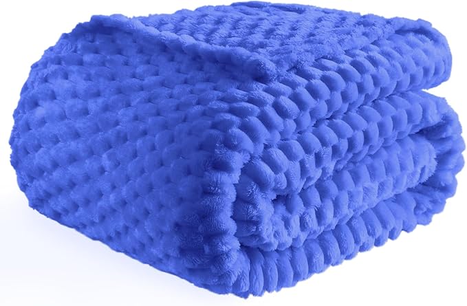 Bnuitland Soft Flannel Throw Blanket(50X70 inches), 3D Jacquard Fluffy Lightweight Fleece Blanket for Couch,Sofa,Bed, 300 GSM Super Cozy Warm for All Season Home Decor,Sky Blue