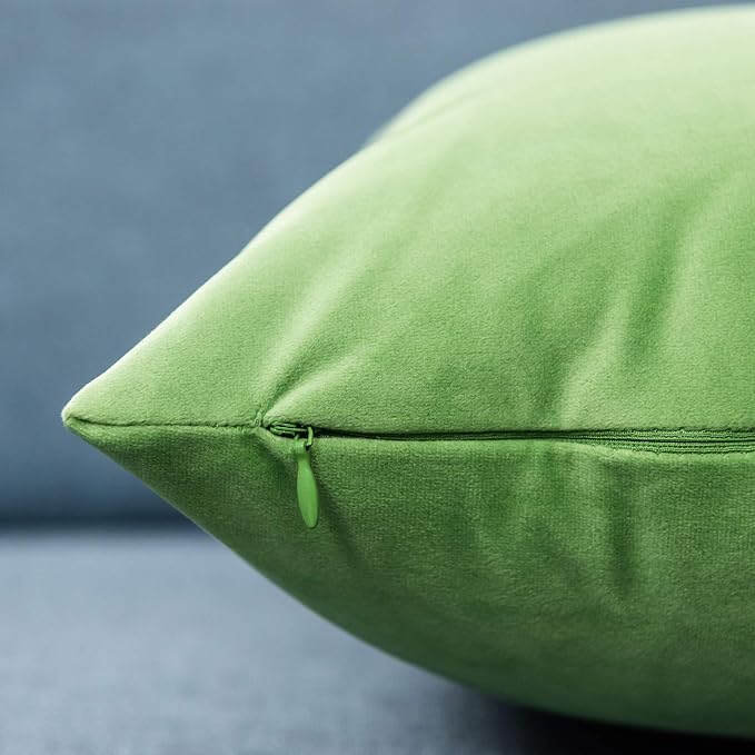 12x20 Lumbar Throw Pillow Covers Set of 2 for Couch Bed Sofa,Apple Green | Decorative Soft Velvet Cushion Covers with Invisible Zipper for Living Room Bedroom Home Decor