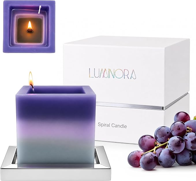 Spiral Candle - Unique Scented Soy Wax Candle with Spiral Burning Design, Handcrafted Gift Ready Decorative Candle for Home Decor, Gift & Cozy Room Ambiance (Grapevine Scent) - LUMINORA