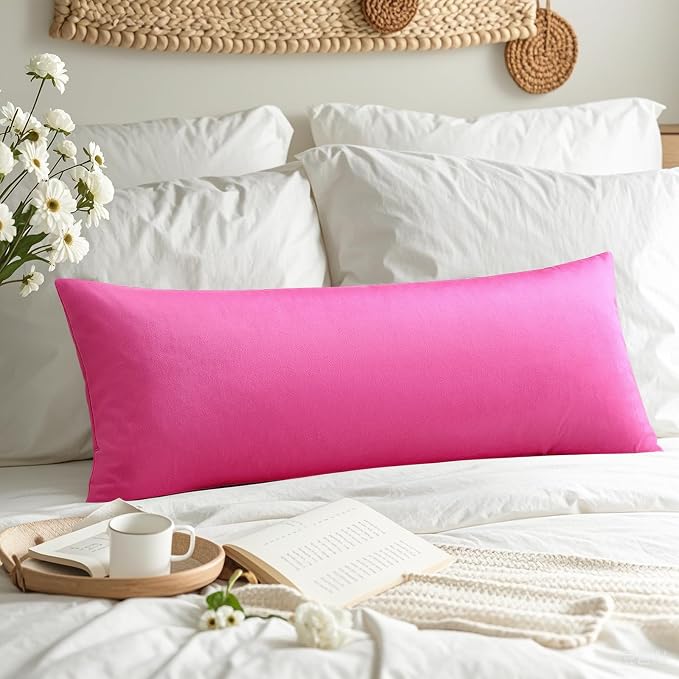 Artscope Luxury Velvet Lumbar Pillow Cover Super Soft Decorative Rectangle Pillowcases Soft Solid Cushion Cases for Couch Sofa Bedroom Car Decor 14x36 Inch Hot Pink