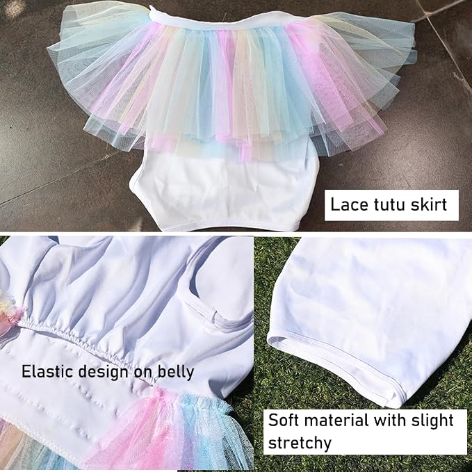 ANIAC White Dog Dress,Summer Dog Clothes for Small Dog Girl, Spring Puppy Princess Dress, Cat Outfit,Pet Clothing for Cats Kitten Chihuahua Yorkie,Rainbow (Small, White)
