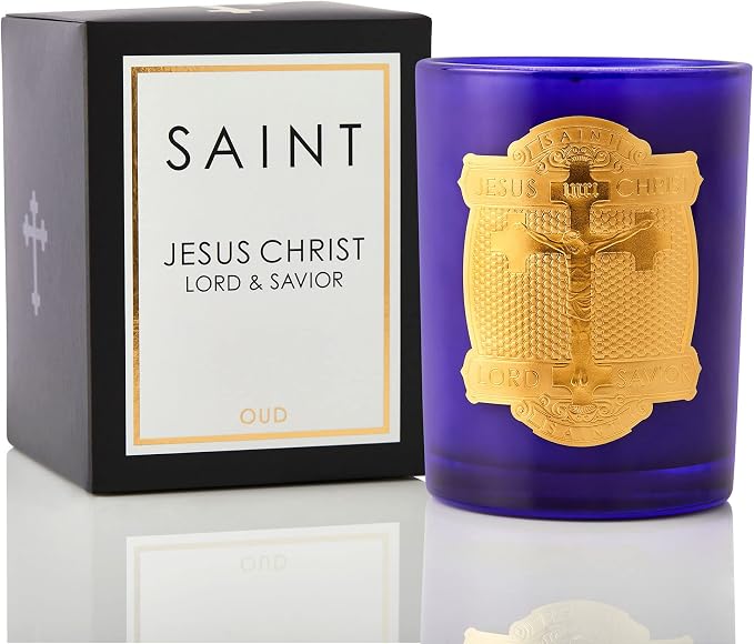 SAINT Lord Savior Jesus Christ Scented Candle with Prayer and Prayer Coin | Soy Coconut Aromatherapy Candle with 80 Hour Burn Time, Special Edition