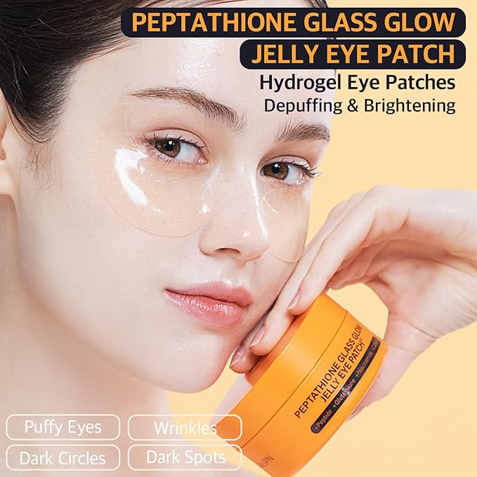 Re.SPN Glass Glow Jelly Under Eye Masks - 60ct Vegan Korean Hydrogel Pads for Dark Circles, Puffiness, Fine Lines & Eye Bags - Infused with Peptide Complex, Niacinamide & Botanicals - Cooling