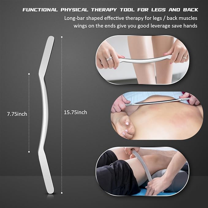 Muscle Scraper Tool Stainless Steel, Gua sha Tool Set for Full Body, Metal Myofascial Release Tool, Scraping Tool Physical Therapy Equipment, Deep Tissue Massager Fascia Scraper (Bow Scrapper)
