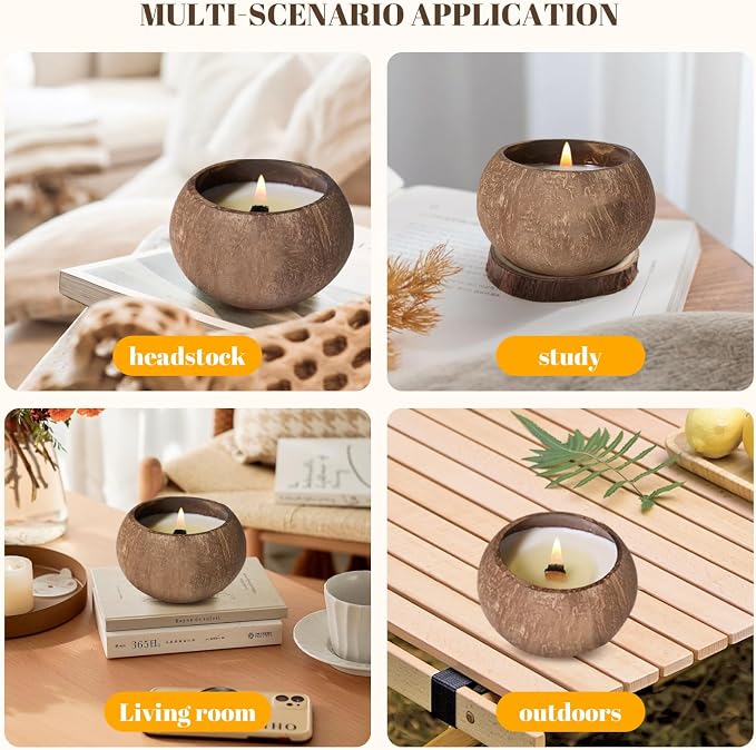 Natural Aromatherapy Scented Candle – 60-Hour Burn | 100% Soy Wax | Clean Burning Rosewood Wick | Coconut Shell Home Gift Candle (Sandalwood Rose)