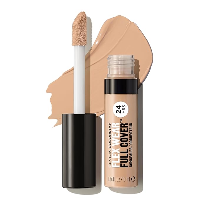 Revlon ColorStay Flex Wear, Full Cover Non-Creasing Concealer, Infused with Hyaluronic Acid & Vitamin E, Flexible Longwear, 030 Light Medium, 0.34 Fl Oz