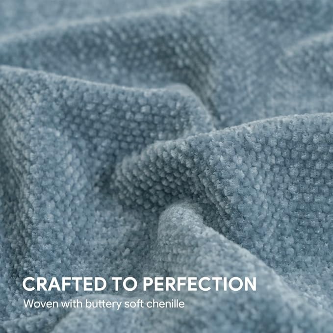 RECYCO Throw Blanket Soft Cozy Chenille Throw Blanket with Fringe Tassel for Couch Sofa Chair Bed Living Room Gift (Dusty Blue, 60'' x 80'') | Super Soft Knit Throw Blanket with Fringe Tassels, Lightweight Knitted Throw, Cozy, Ideal for Sofa Chair Bed ...