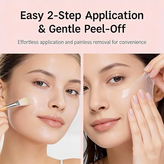Collagen Mask, Overnight Peel off Face Mask, Skin Care with Hydrolyzed Collagen, Elasticity & Hydration Care, Moisturizes & Brightens Skin, Includes Brush, 2.53 Fl.Oz