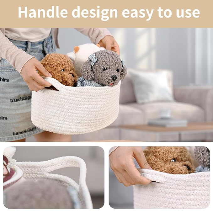 Happyiren Cute Woven Storage Basket with Handle, Baskets for Gifts Empty | 2 Pack Gift Baskets for Birthday Baby Shower Raffle Burr Fundraiser Teacher, Decorative Organizer Box for Home Refresh