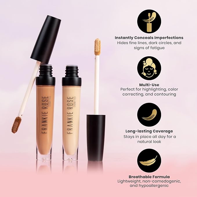 Frankie Rose Cosmetics Our Lil’ Secret Concealer - Full, Long Lasting Coverage for Dark Circles and Fine Lines - Easy to Blend - Soft, Smooth Complexion - Truffle
