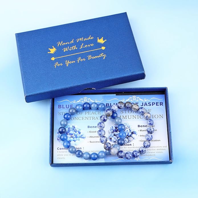 NCB 2.3-Piece 4mm Natural Crystal Gemstone Stretch Bracelets – Handmade Reiki Energy Healing Jewelry for Meditation,Yoga, Unisex