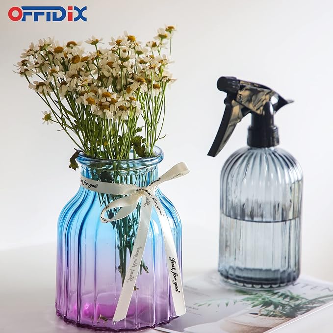 Glass Vase, Gradient Multicolor Flower Vase for Weddings, Events, Decorating, Arrangements, Flowers, Office, or Home Decor