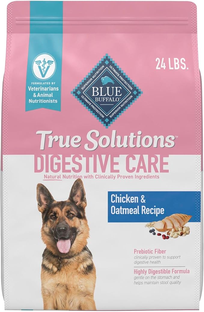 Blue Buffalo True Solutions Digestive Care Chicken Dry Dog Food, 24 lb | Adult Formula, Clinically Proven Prebiotic Fiber, Veterinarian Formulated
