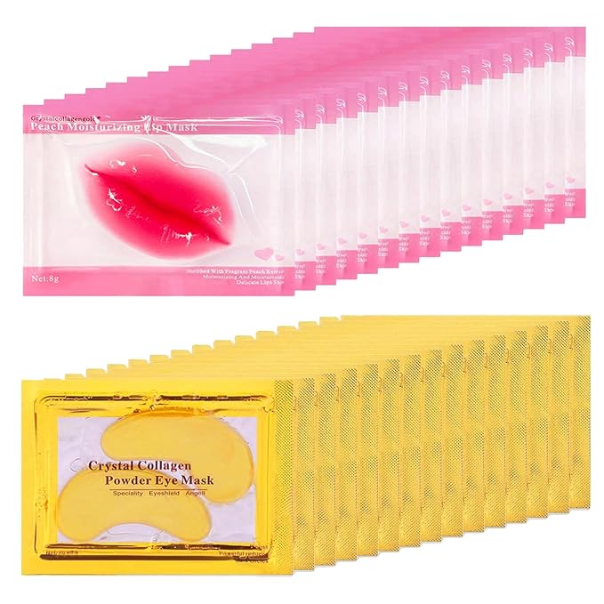 Miniling 30 Pairs Eye Masks & Lip Masks, Under Eye Patches for Dark Circles, Lip Mask Skincare, Easter Basket Stuffers, Bulk Gifts, Mothers Day Gifts for Mom, Teacher Appreciation Gifts, Small Gifts