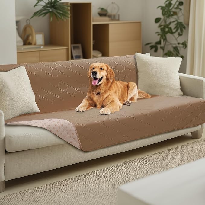 Luciphia Waterproof Couch Cover for Dogs, Non-Slip Pet Sofa Protector | Non-slip waterproof couch cover scratch-resistant machine washable protects sofa bed from spills fur, Light Brown, 52" x 82"
