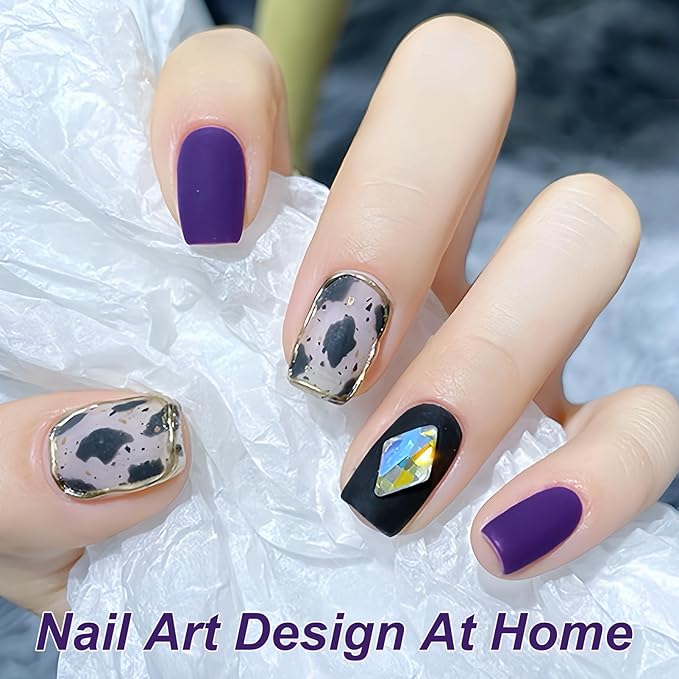 Matte Purple Nail Polish Quick Dry, Vegan Non Toxic Purple Fingernail Polish for Women Girls, Dark Matte Finish