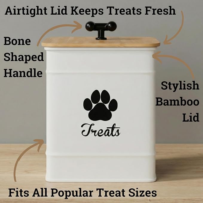 Dog Treat Container Airtight, 6"W x 8"H, Powder Coated, 12 Cup Capacity