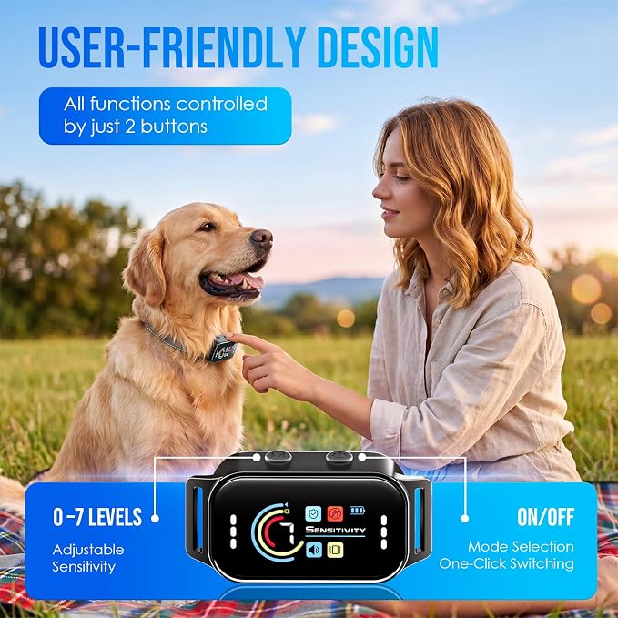 Dog Bark Collar 2 Pack, Auto Anti Barking Collar for Large Medium Small Dogs 11-120lbs, 7 Sensitivity Levels, 5 Safe Training Modes, Humane Bark Training Collar