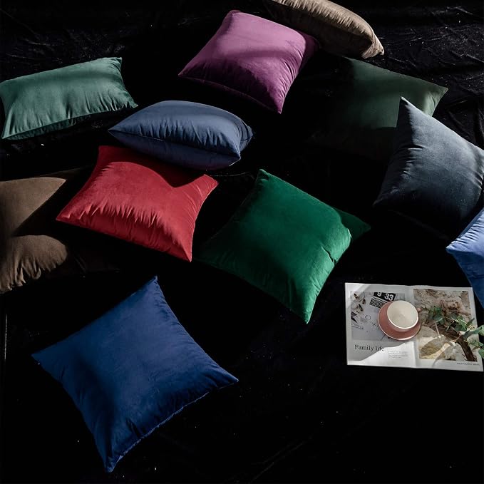 20x20 Decorative Velvet Throw Pillow Covers Set of 2 for Couch,Navy Blue | Soft Cushion Cases with Invisible Zipper for Modern Sofa Bed Living Room Bedroom Home Decor