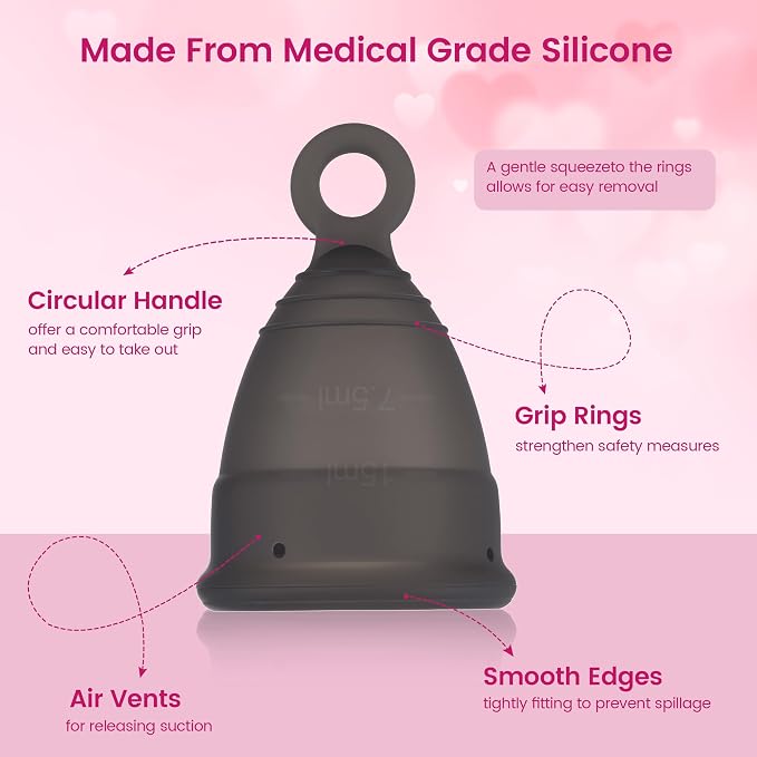 Reusable Menstrual Cup, Silicone Period Cup, up to 12 Hours of Leak-Free Protection, Disc,Tampon, Pads Alternative for Women