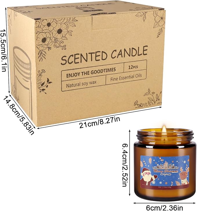 24 Pack Christmas Scented Candle Gift Set, Jar Candle Set (3.5 oz) | Premium Natural Soy Wax Candle,Clean-Burning & Long-Lasting,The Ultimate Christmas Gift & Holiday Decor