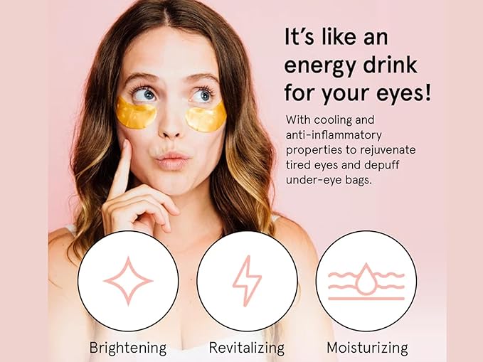 Under Eye Mask - Travel Size Toiletries - Bridal Shower Gifts - Gel Eye Patches for Dark Circles, Puffy Eyes, Wrinkles, Undereye Bags - Vegan - Self Care (6 Pairs, Gold)