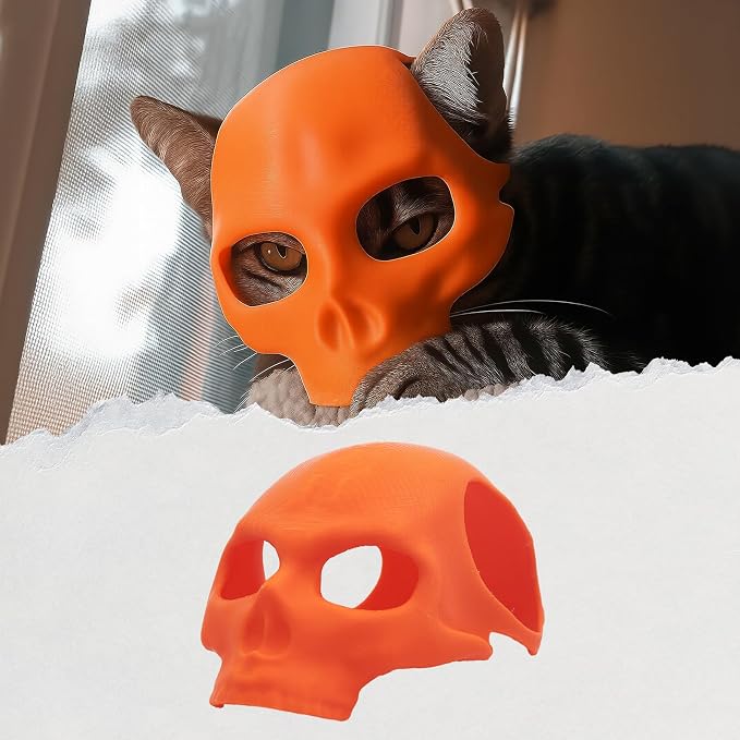 Yipintang Cat Bat Mask Halloween Costumes, Orange Skull, Medium