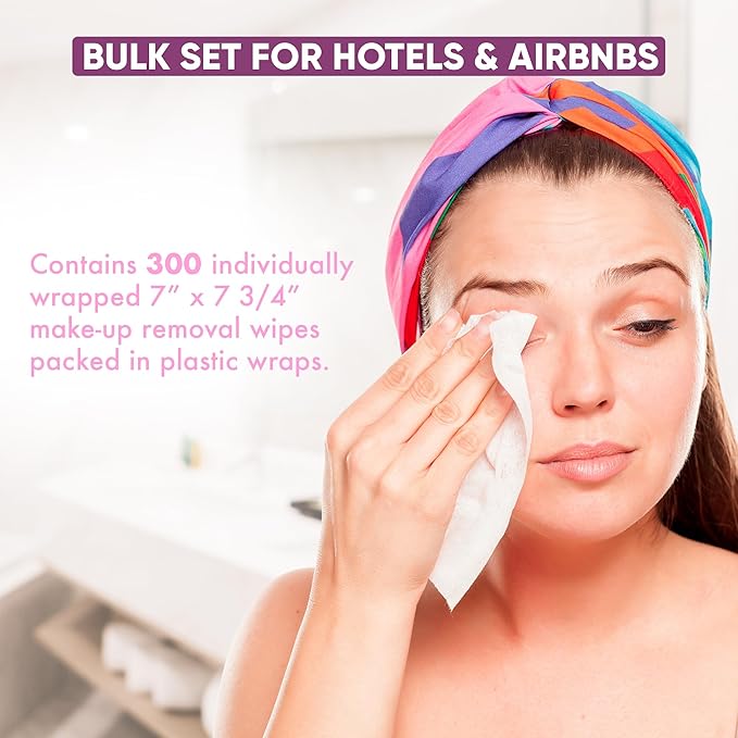 Fresh Aloe Makeup Remover Wipe for Hotel, AirBnB, VRBO, Vacation Rental (Case of 300)