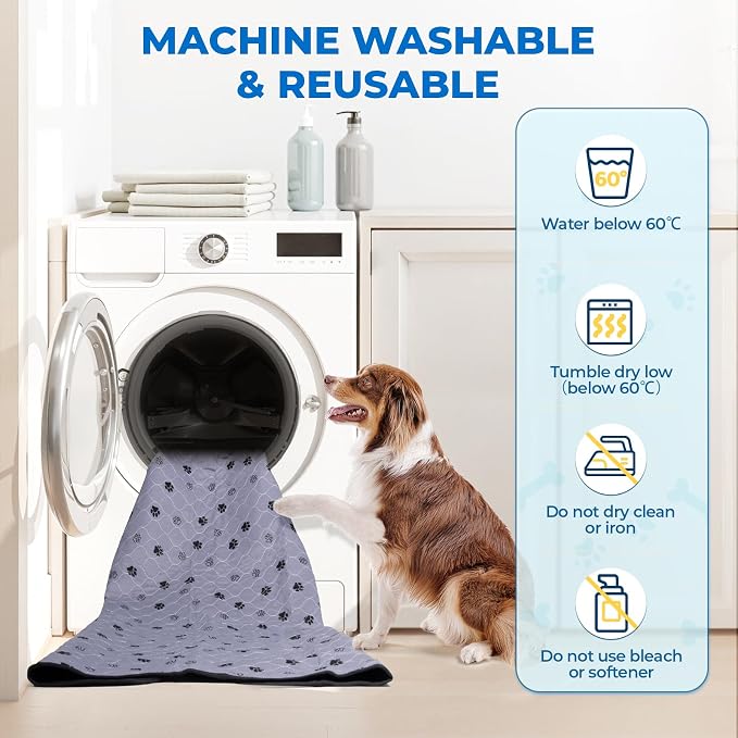 Fostanfly Reusable Puppy Pads, Washable & Absorbent, 18"x24"-2 Pack, Gray | Washable Pee Pads for Dogs, Leakproof & Waterproof Wee Wee Mat, Non Slip Training Potty Pads for Crate, Playpen